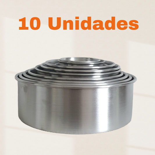 PACK 10un Molde Bizcocho Torta Redondo Aluminio Altura 10cm POR MAYOR