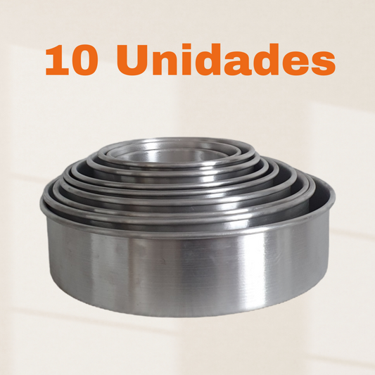 Pack 10un Molde Bizcocho torta redondo Aluminio Altura 6 y 8cm