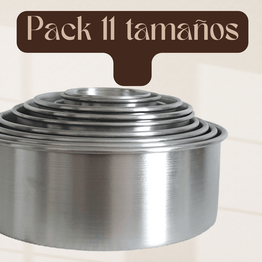 PACK Molde Torta Alto bizcocho Aluminio Lote 11 tamaños Reposteria