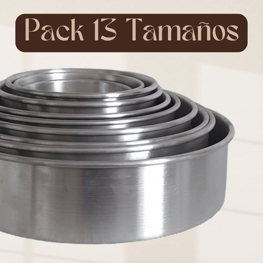 PACK Moldes Torta Normal Bizcocho Aluminio Lote 13 tamaños Reposteria