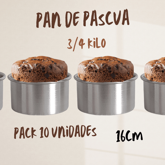 PACK Molde pan de pascua 3/4 kilo 16cm aluminio 10 unidades