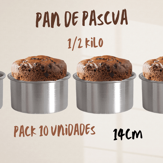 PACK Molde pan de pascua 1/2 kilo 14cm aluminio 10 unidades