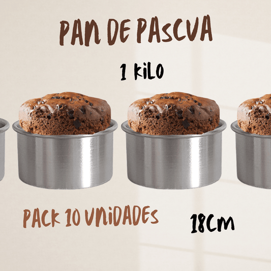PACK Molde pan de pascua 1 kilo 18cm aluminio 10 unidades