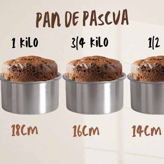 PACK 3 moldes Pan de pascua 1 kilo, 3/4 y 1/2 Molde Aluminio