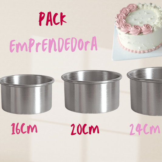 Pack emprendedor/a reposteria moldes torta bizcocho aluminio