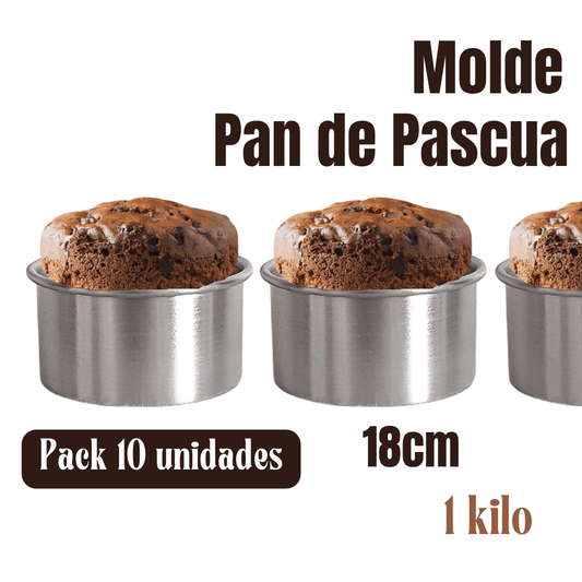 PACK Molde pan de pascua 1 kilo 18cm aluminio 10 unidades