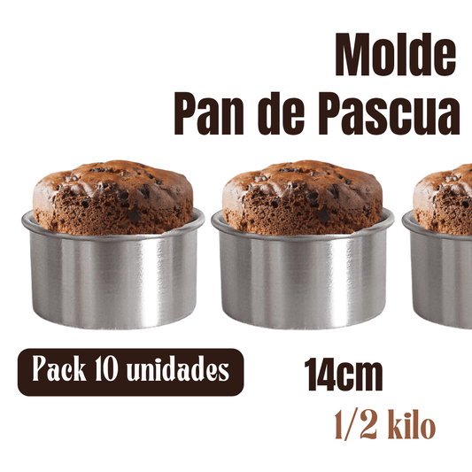 PACK Molde pan de pascua 1/2 kilo 14cm aluminio 10 unidades
