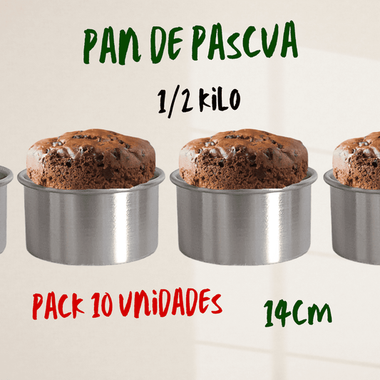 PACK Molde pan de pascua 1/2 kilo 14cm aluminio 10 unidades