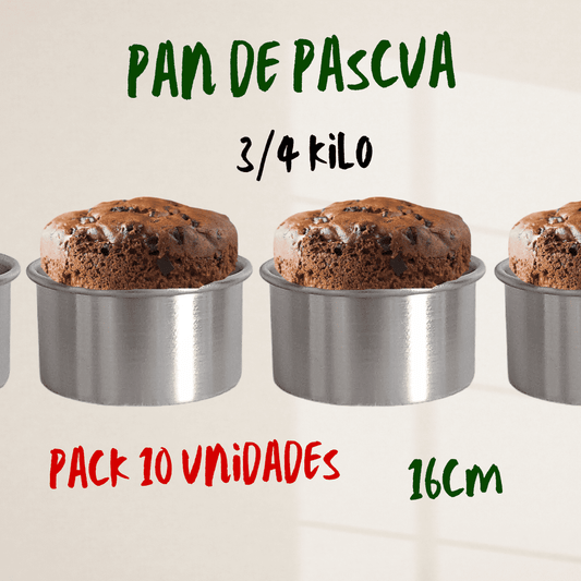 PACK Molde pan de pascua 3/4 kilo 16cm aluminio 10 unidades