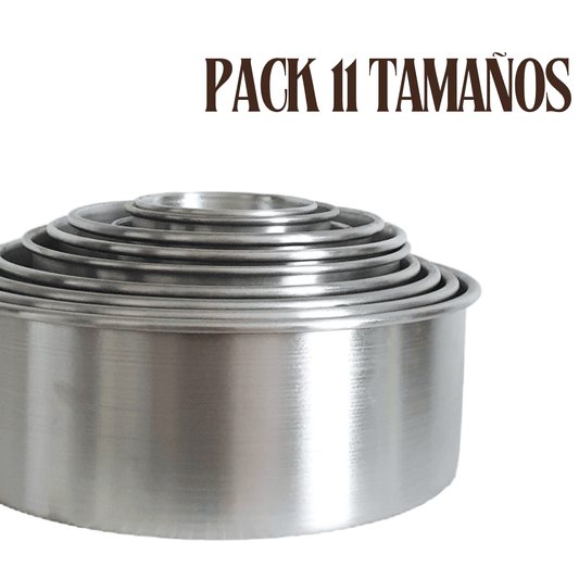PACK Molde Torta Alto bizcocho Aluminio Lote 11 tamaños Reposteria