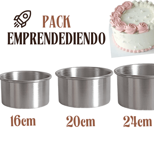 Pack emprendedor/a reposteria moldes torta bizcocho aluminio