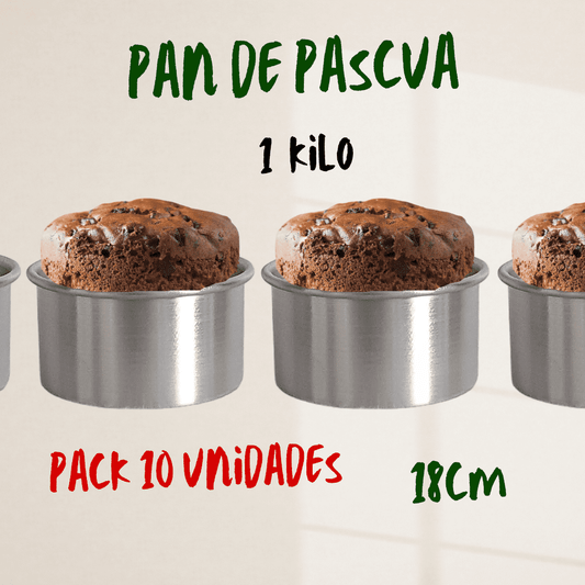 PACK Molde pan de pascua 1 kilo 18cm aluminio 10 unidades
